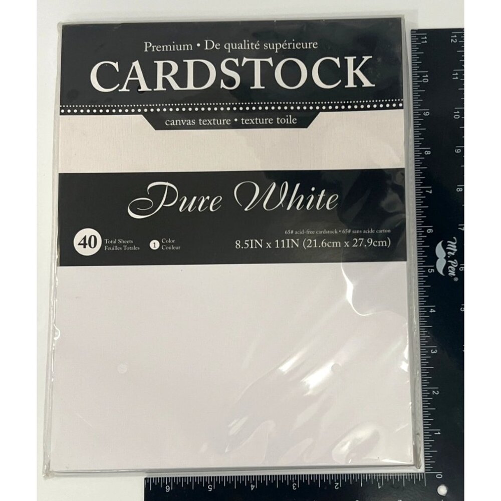 Nicole Premium Canvas Texture White Cardstock Paper Pack 40 Sheets 65# 104728696